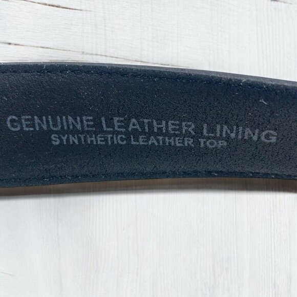 Columbia Mens Black Leather Belt Size 34" Genuine Leather Lining Synthetic Top - Picture 5 of 7